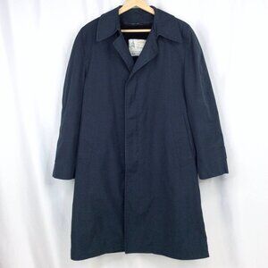 Vintage London Fog Maincoats Fully Lined Trench Coat Mens 38 Short Blue Fleece